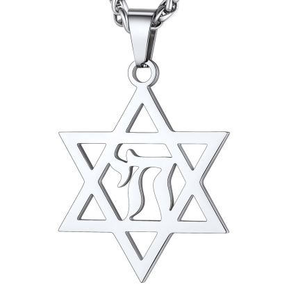 Stainless Steel Star of David Hebrew Necklace for Men Women