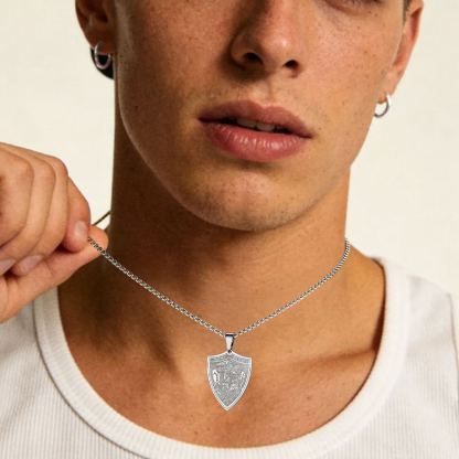 Stainless Steel Shield Michael Angel Necklace for Men
