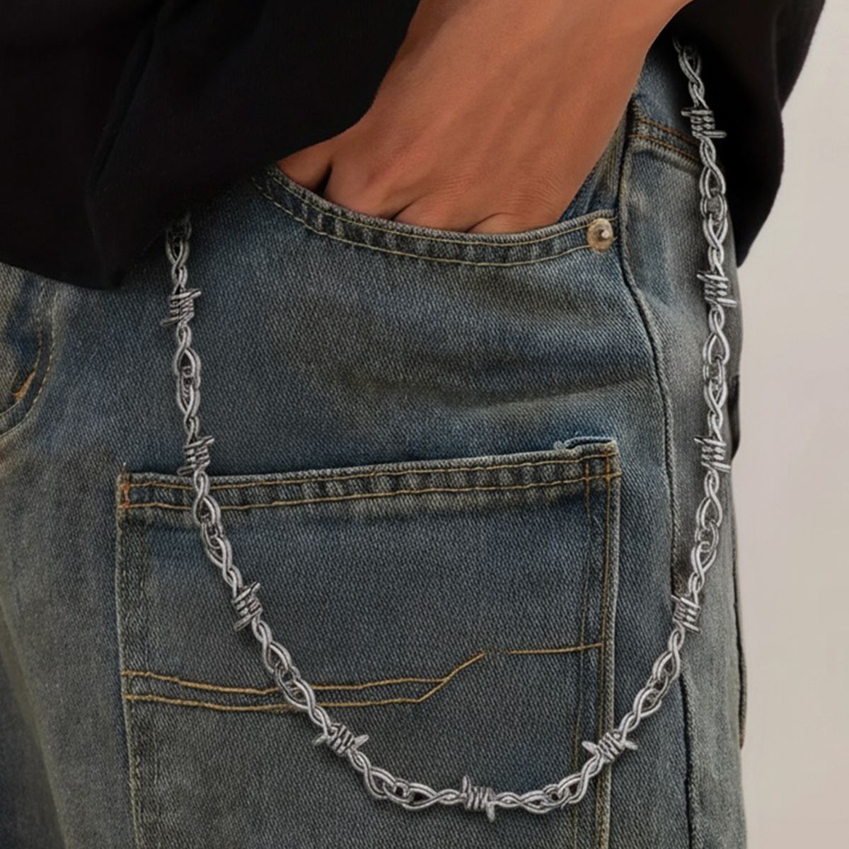 6mm Thorn Barbed Wire Chain Necklace for Men