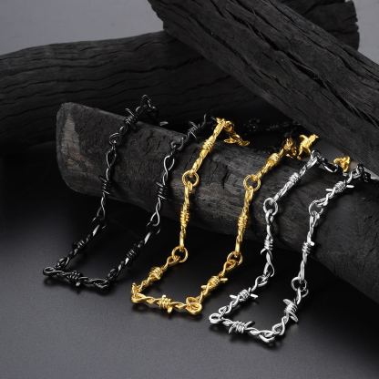 6mm Thorn Barbed Wire Chain Necklace for Men
