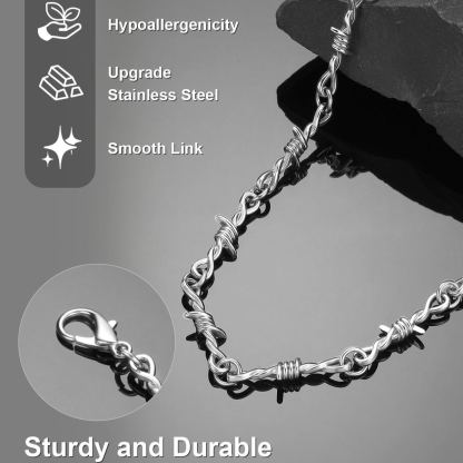 6mm Thorn Barbed Wire Chain Necklace for Men
