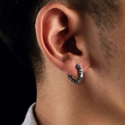 Stainless Steel Skull Hoop Earrings for Men Women
