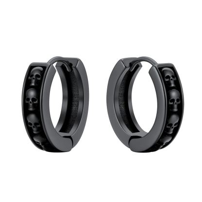 chainshouse Edgy Skull Hoop Earrings Stainless Steel 4.2mm  for Women For Men