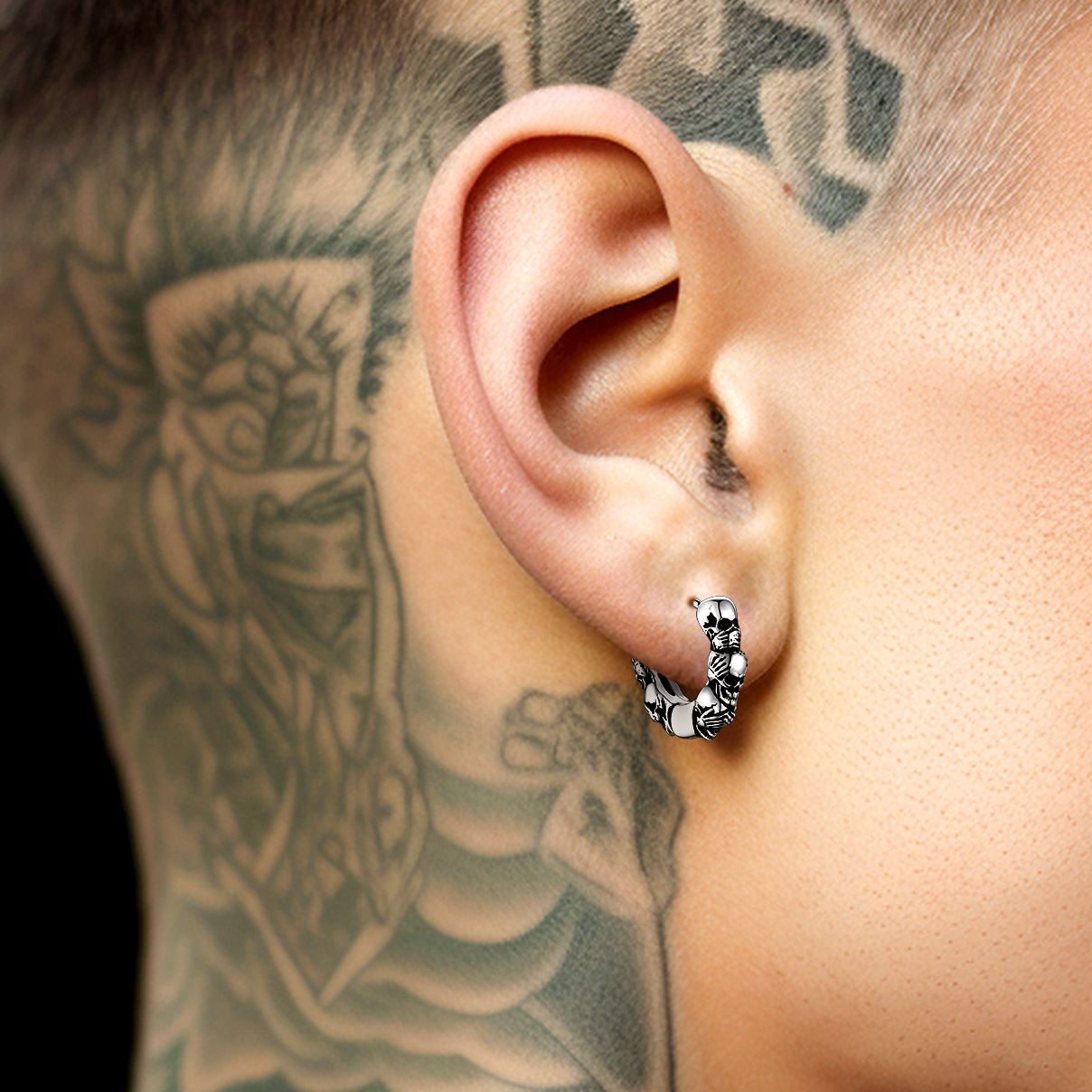 ChainsHouse Stainless Steel Wise Monkeys Huggie Earrings for Him&Her