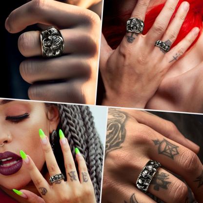 Chainshouse Retro Skull Ring  For Men&Women 