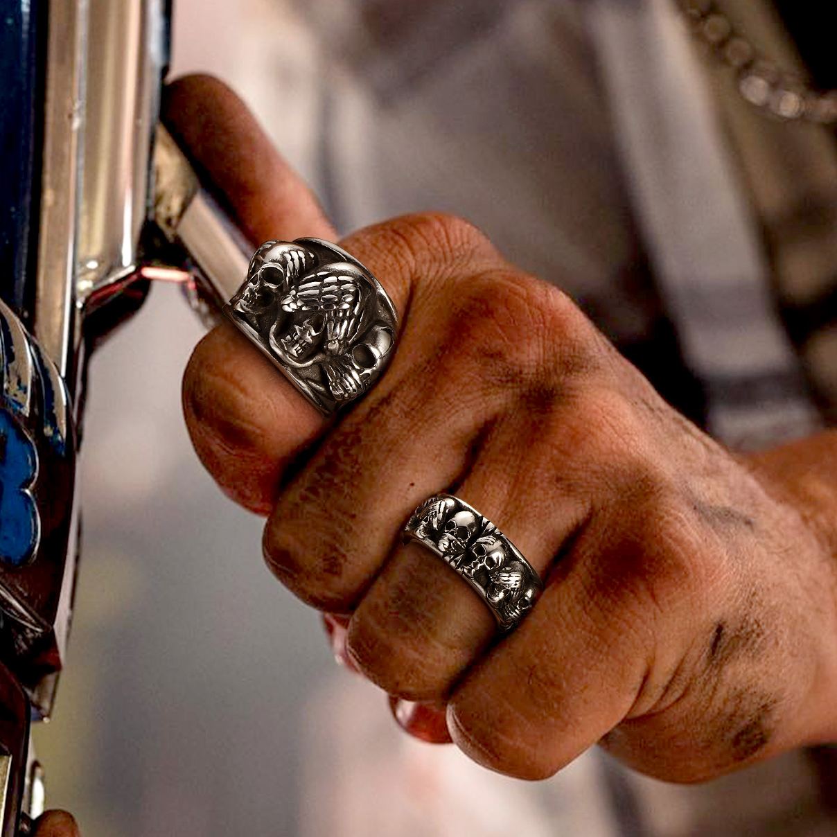 Chainshouse Retro Skull Ring  For Men&Women 