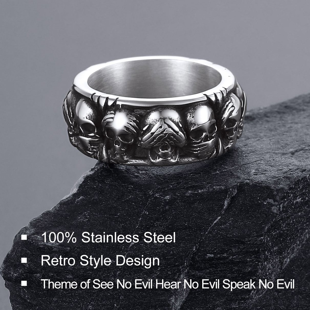 Chainshouse Retro Skull Ring  For Men&Women 