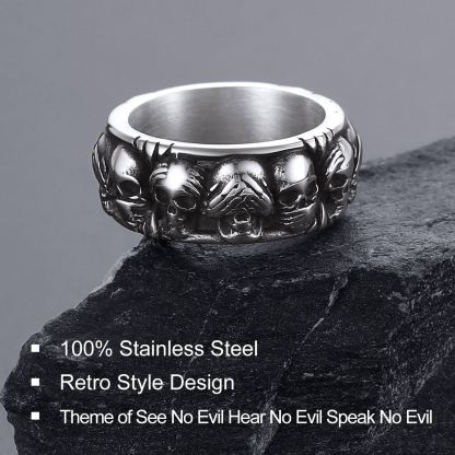 Chainshouse Retro Skull Ring  For Men&Women 