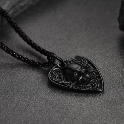 ChainsHouse Skull Guitar Pick Necklace for Men 