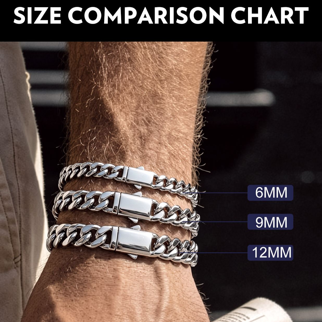 Stainless Steel Cuban Link Chain Bracelet 6/9/12mm For Men 