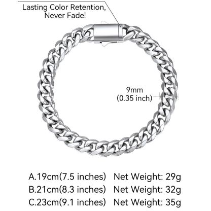 Stainless Steel Cuban Link Chain Bracelet 6/9/12mm For Men 