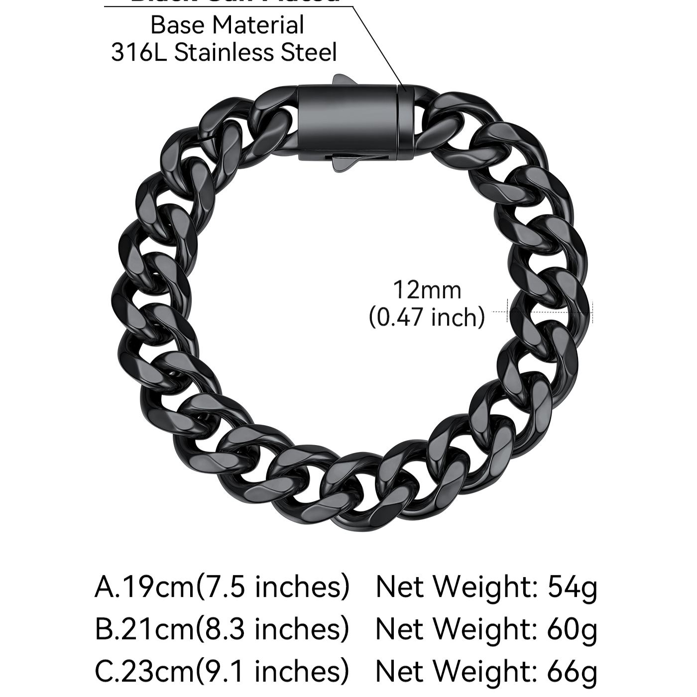 Stainless Steel Cuban Link Chain Bracelet 6/9/12mm For Men 
