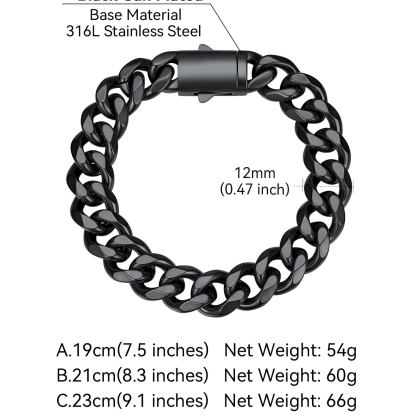 Stainless Steel Cuban Link Chain Bracelet 6/9/12mm For Men 