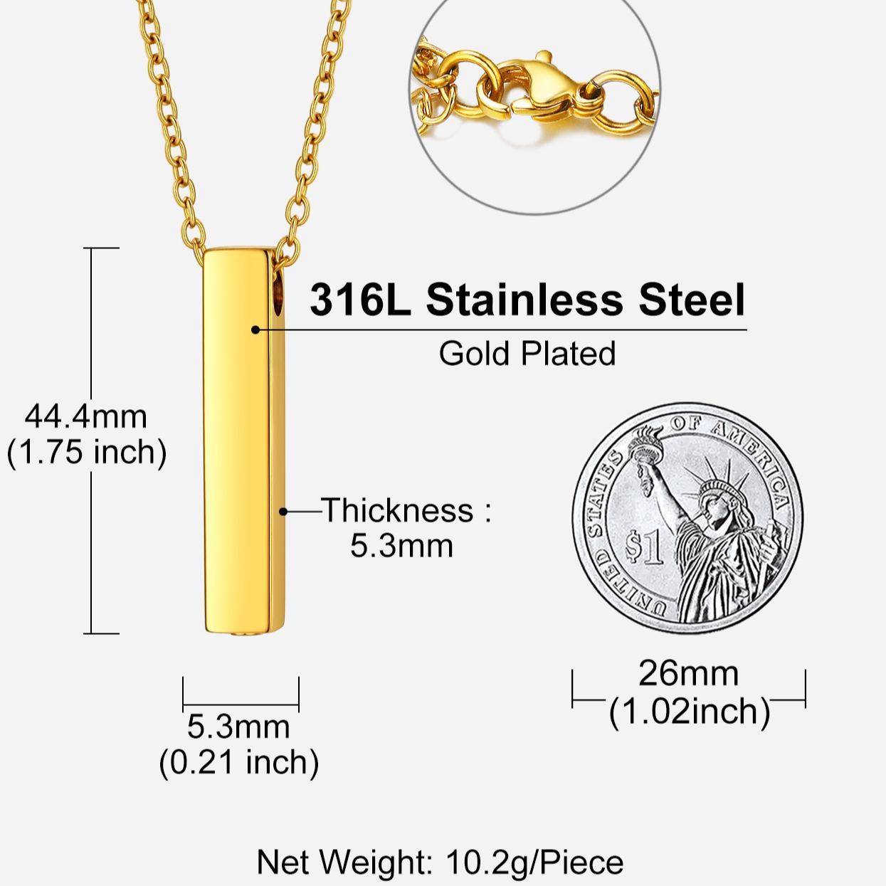 Custom Cremation Necklace Stainless Steel Pendant For Men