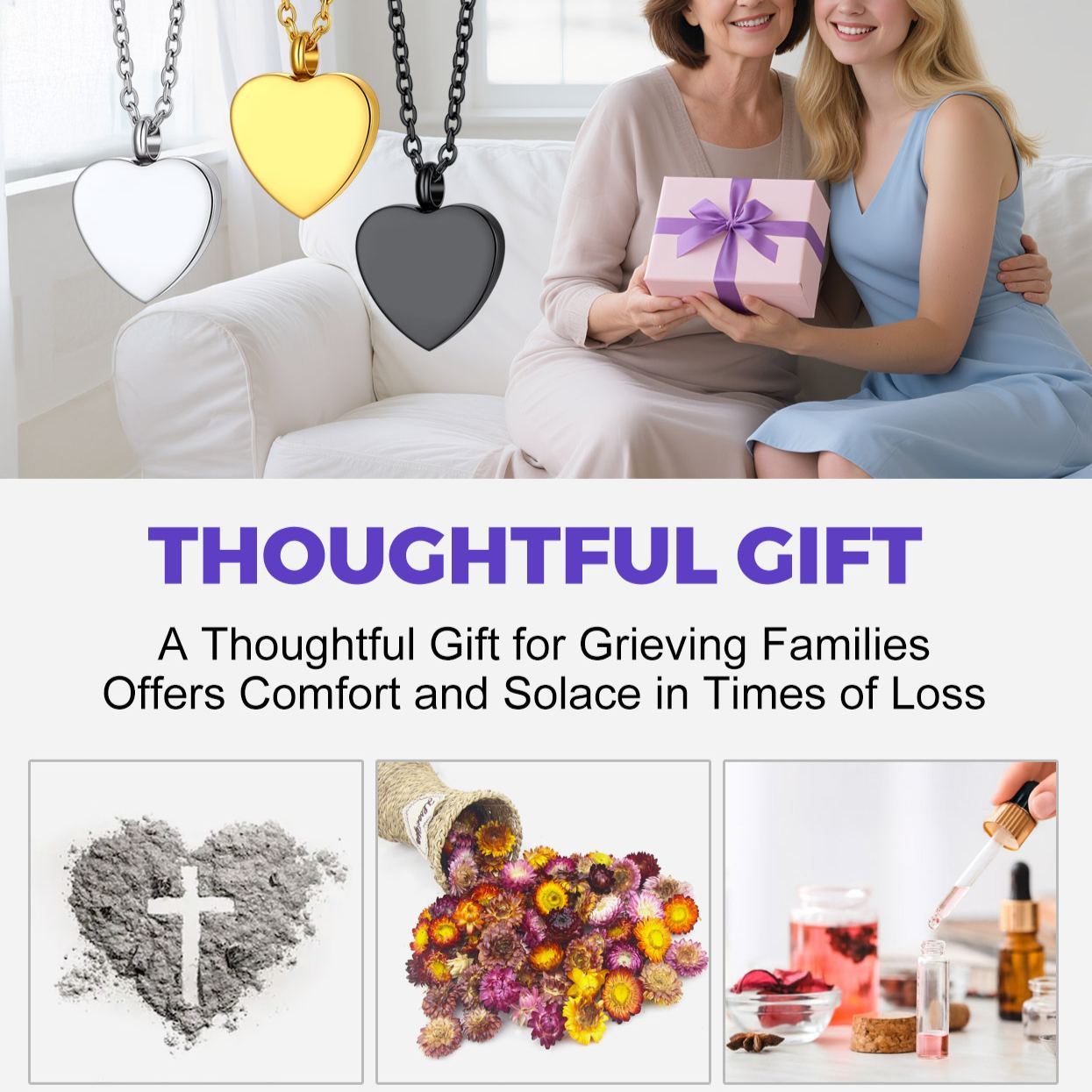 Heart Cremation Urn Ashes Stainless Steel  Necklace For Women