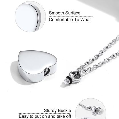 Heart Cremation Urn Ashes Stainless Steel  Necklace For Women