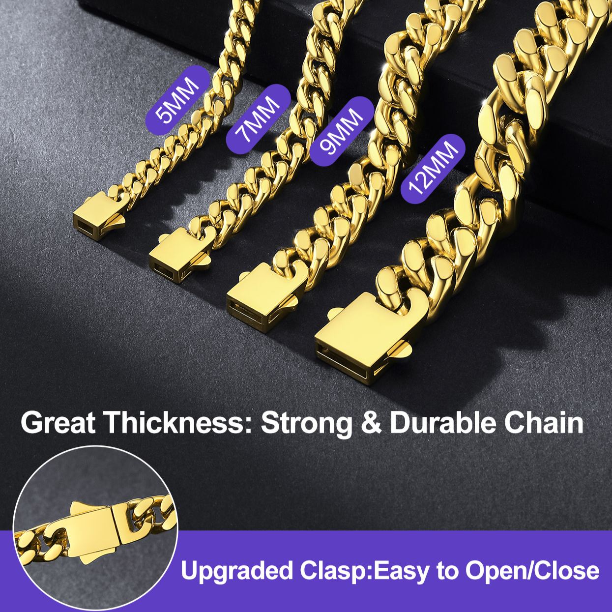 5/7/9/12/14mm Miami Cuban Link Chain for Men