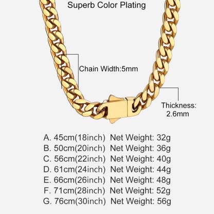 5/7/9/12/14mm Miami Cuban Link Chain for Men