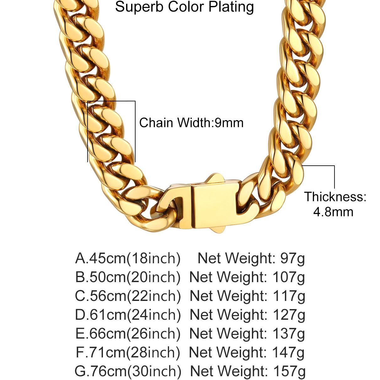 5/7/9/12/14mm Miami Cuban Link Chain for Men