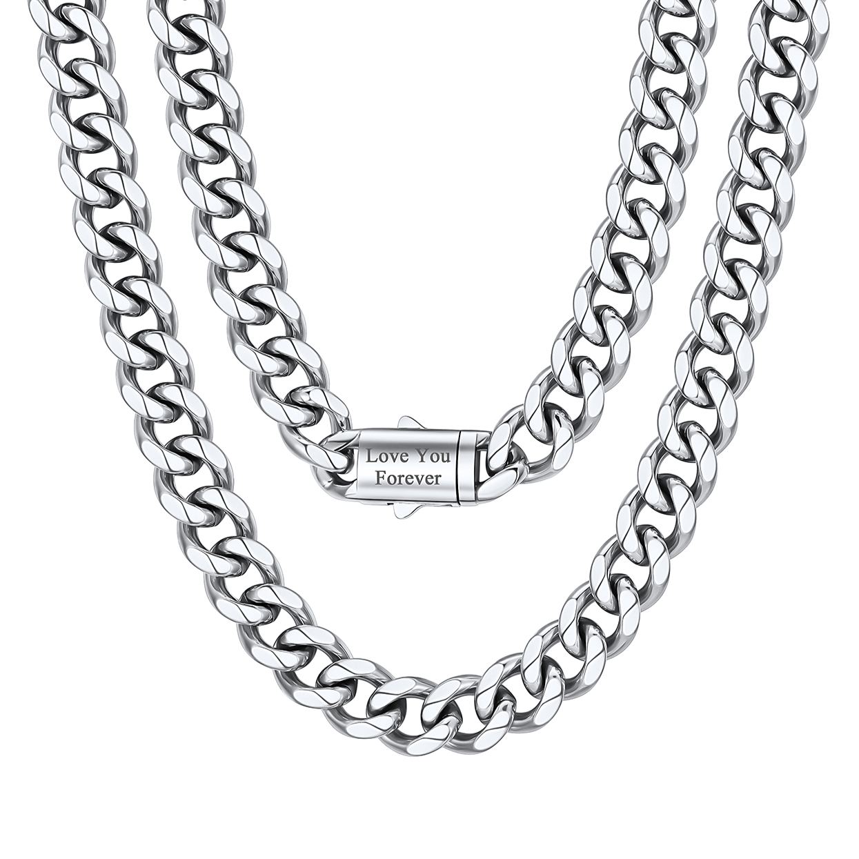 Custom Engraved 6/9/12mm Cuban Link Necklace For Men