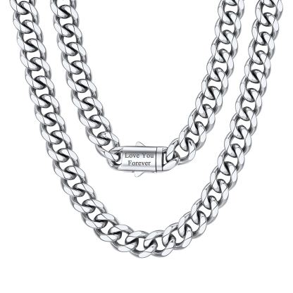 Custom Engraved 6/9/12mm Cuban Link Necklace For Men