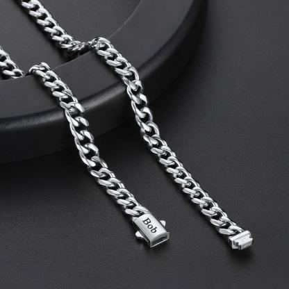 Custom Engraved 6/9/12mm Cuban Link Necklace For Men