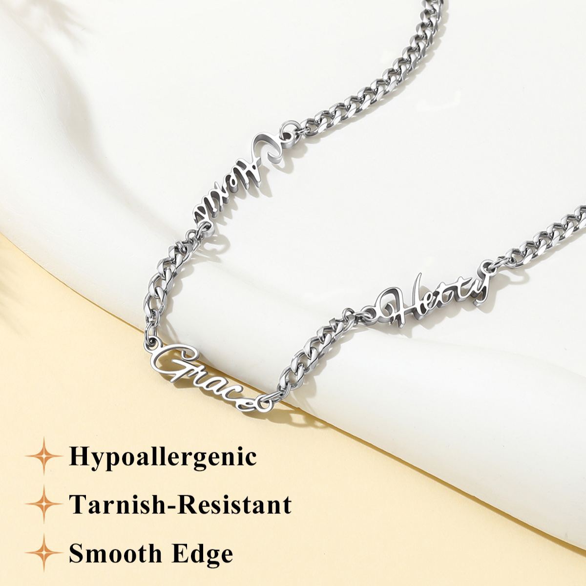 Custom 1-5 Names 3MM Cuban Chain For Her