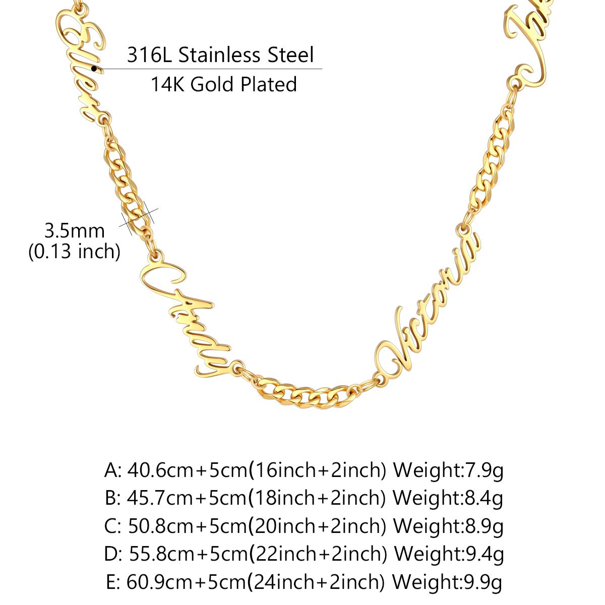 Custom 1-5 Names 3MM Cuban Chain For Her