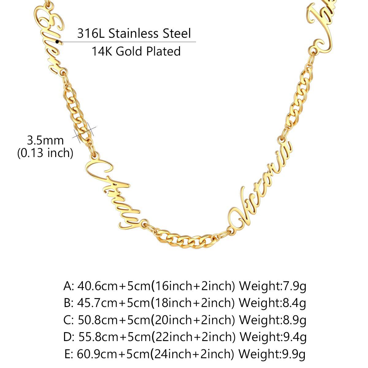 Custom 1-5 Names 3MM Cuban Chain For Her