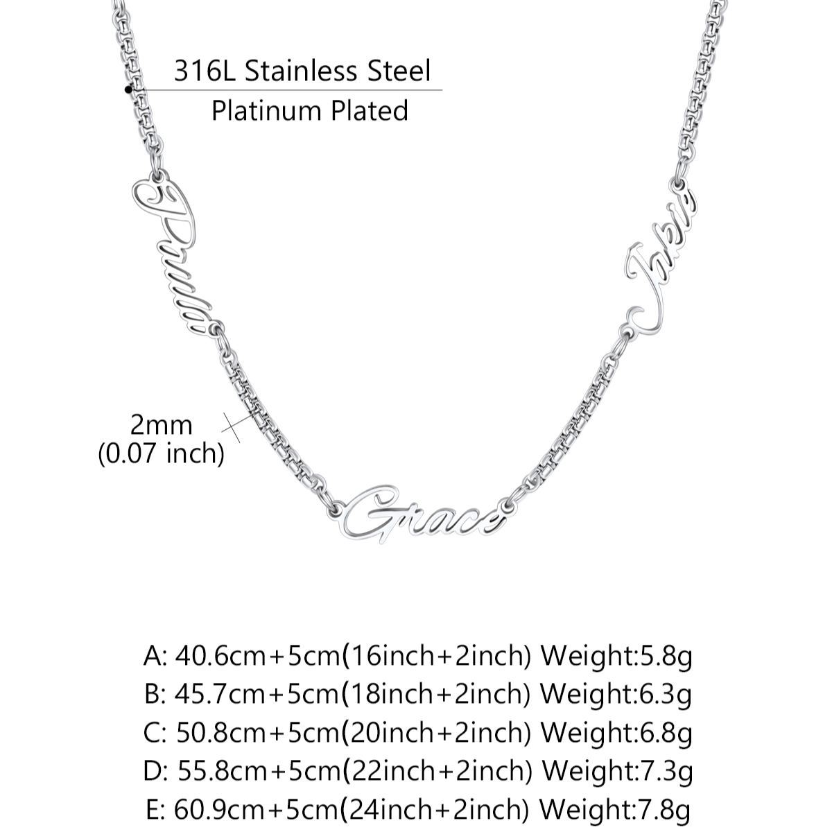 Custom Name Necklace 2MM Box Chain For Her
