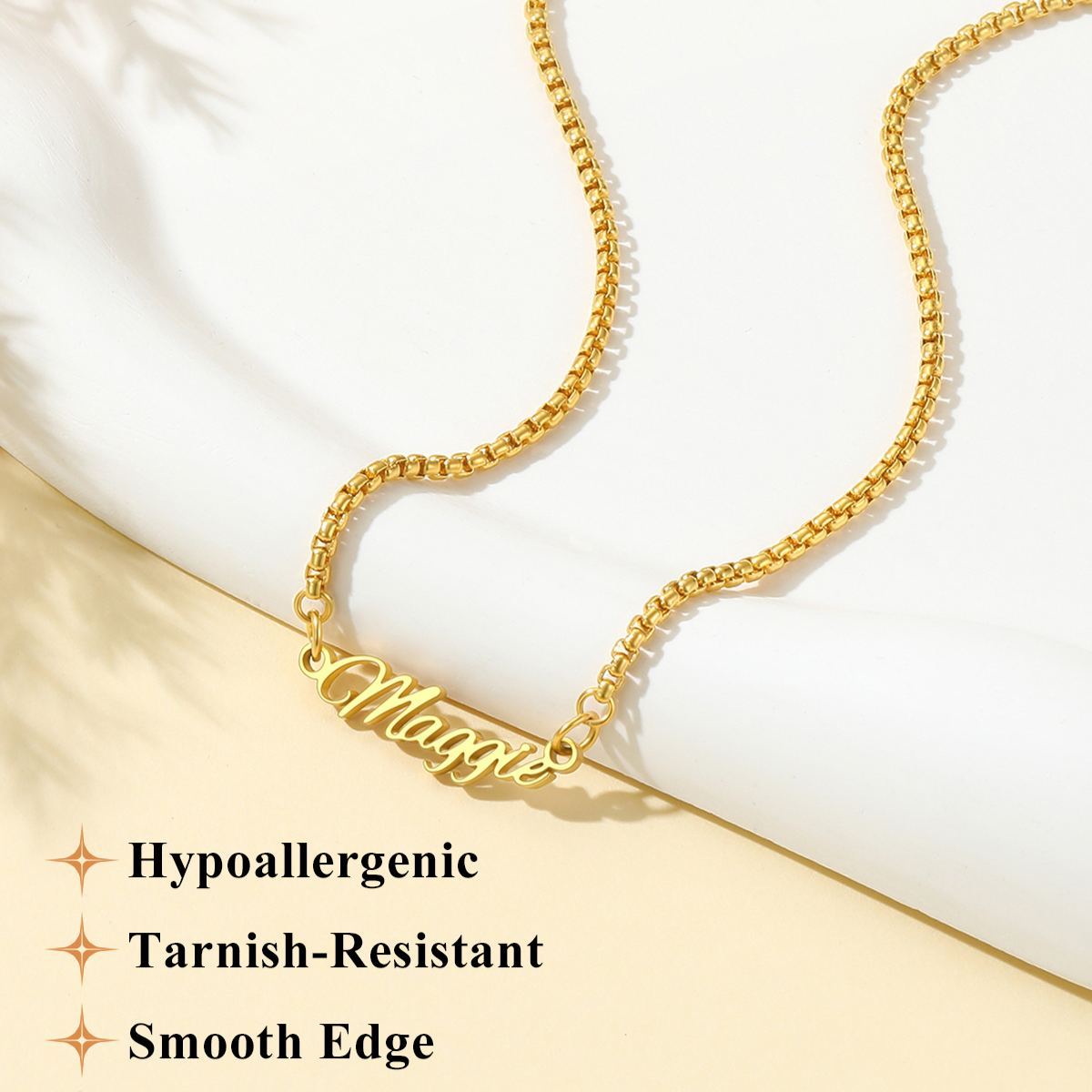 Custom Name Necklace 2MM Box Chain For Her
