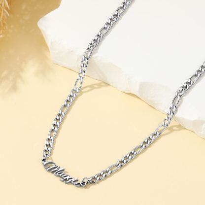 Custom 1-5 Names Necklace 3mm Figaro Chain For Her