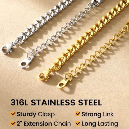 Custom 1-6 Names Heart Birthstones Cuban Link Chain