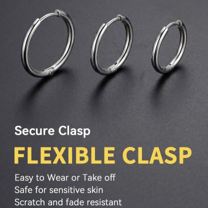3 Pairs Nickel Free Huggie Hoop Earrings for Men