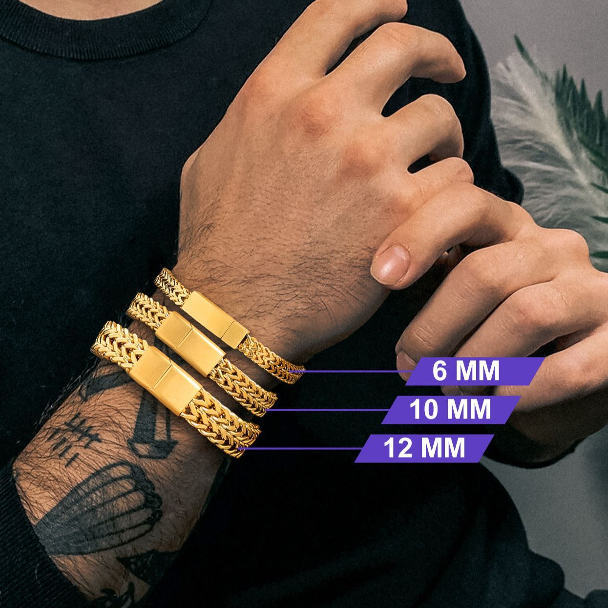 10mm Gold Men's Chain Bracele