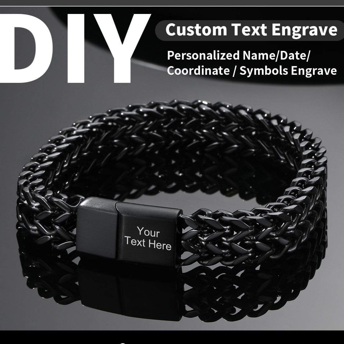 Custom Engraving 6/10/12mm Franco Chain Bracelet For Men 