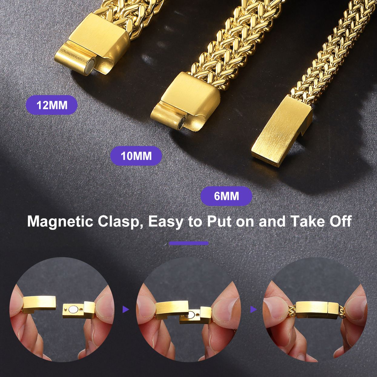 Custom Engraving 6/10/12mm Franco Chain Bracelet For Men 