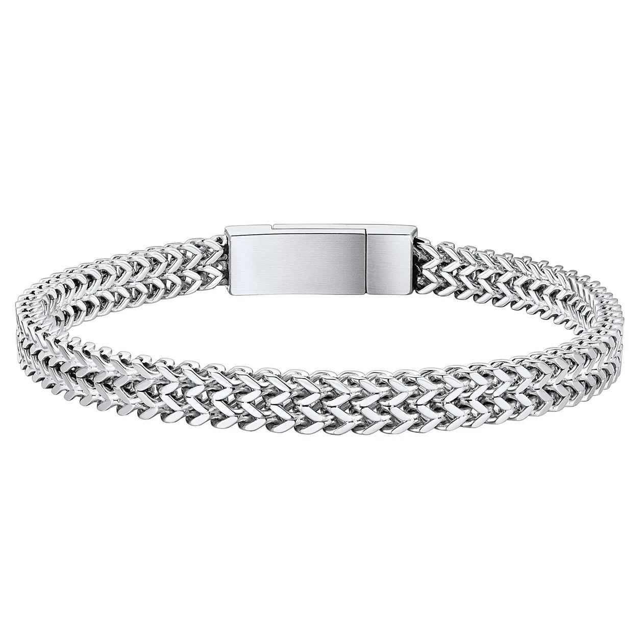 6-10mm Stainless Steel Magnetic Clasp Bracelet for Men