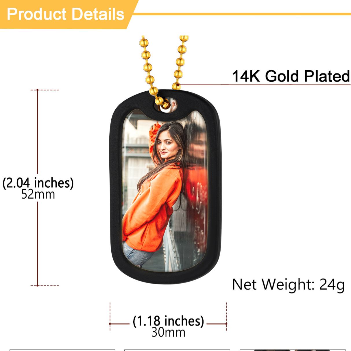 Custom Photo Dog Tag Necklace Stainless Steel For Men Women