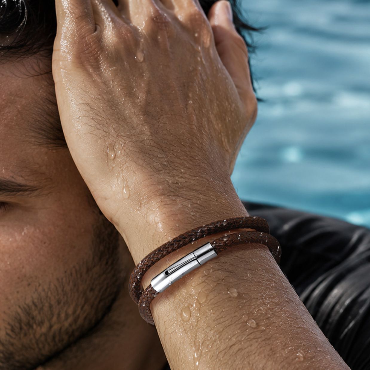 8.5mm Custom Engraved Handmade Leather Bracelet