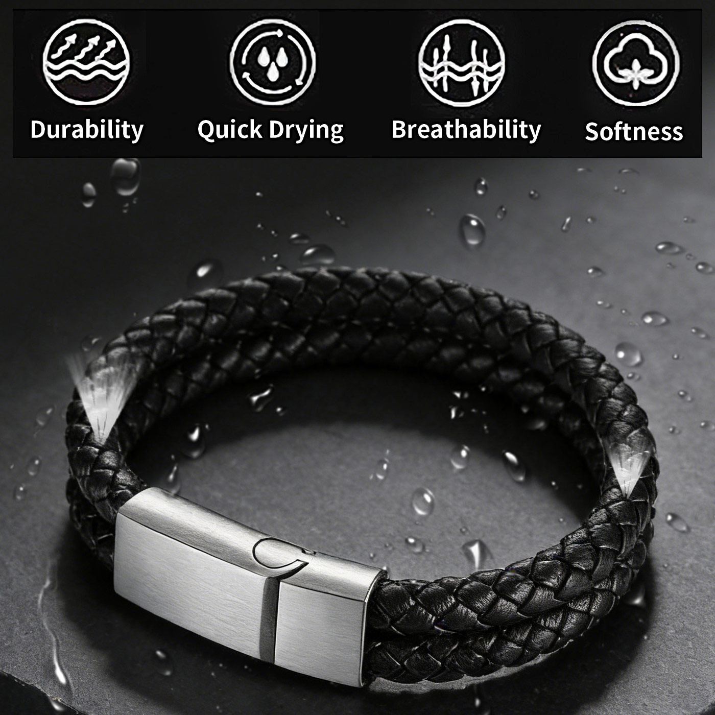7.5" Rope Leather Bracelet for Men Women