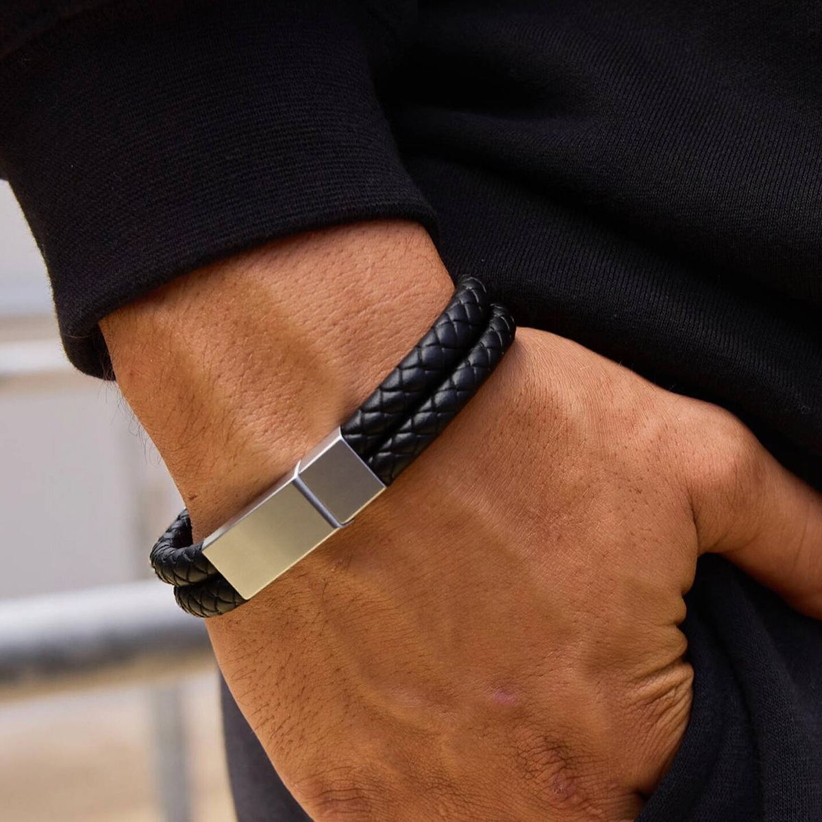7.5" Rope Leather Bracelet for Men Women