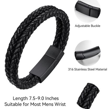 7.5" Rope Leather Bracelet for Men Women