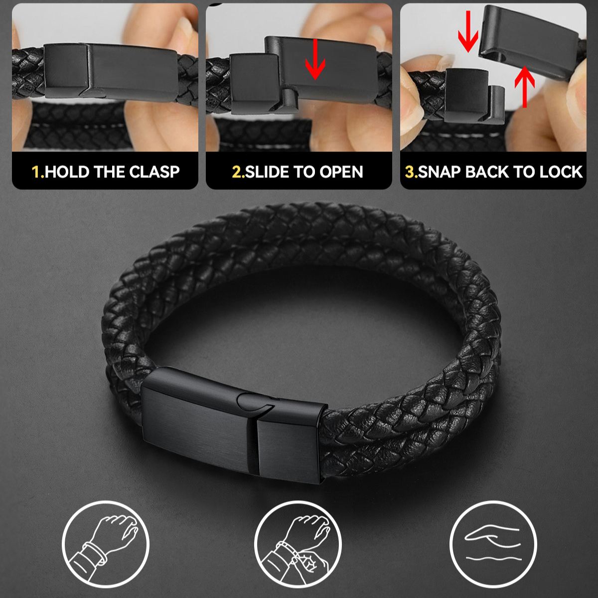 7.5" Rope Leather Bracelet for Men Women