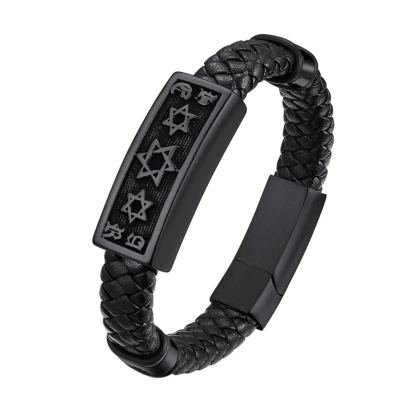 Star of David Cuff Bracelet Leather