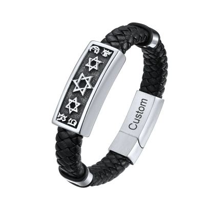 Star of David Cuff Bracelet Leather