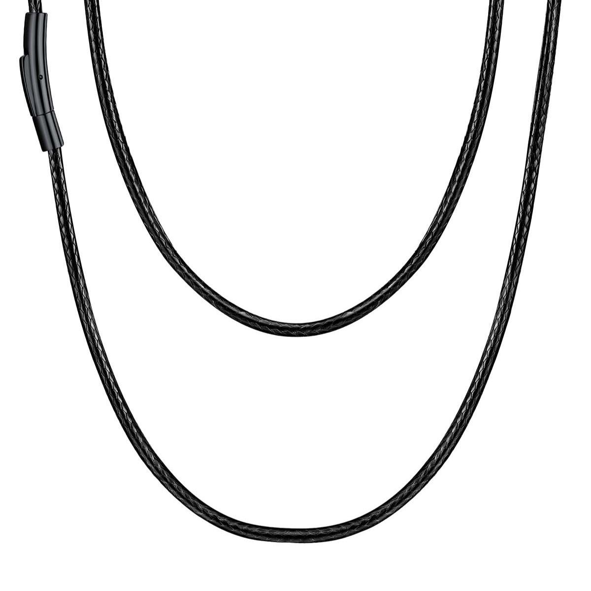 2mm/3mm Black Leather Chains for Men Women