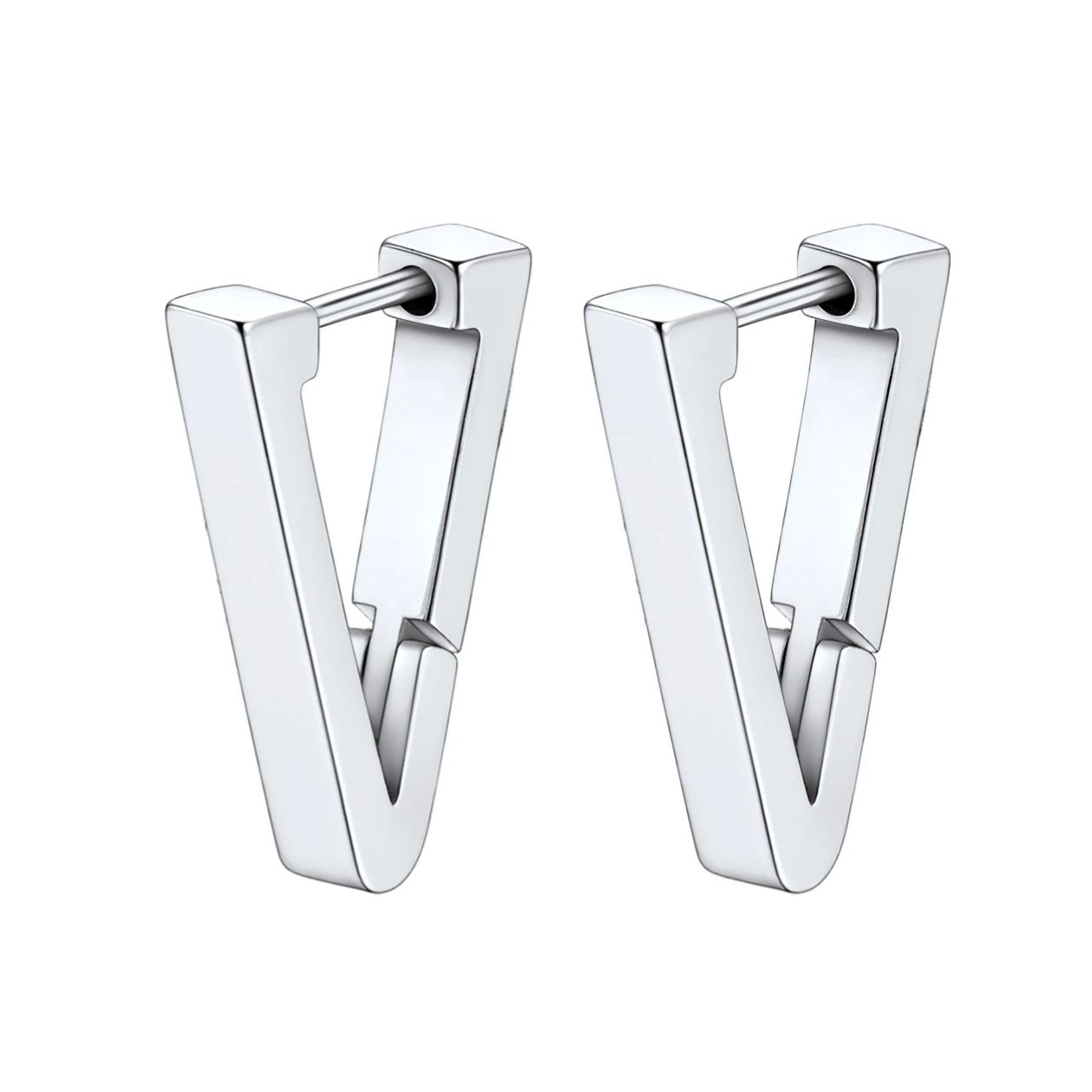 Geometric Stainless Steel Long Triangle Huggie Earrings for Men Women