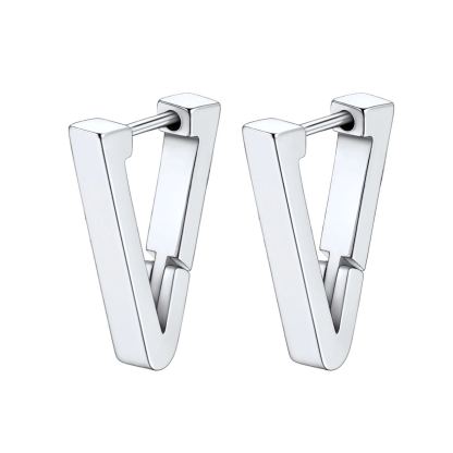 Geometric Stainless Steel Long Triangle Huggie Earrings for Men Women