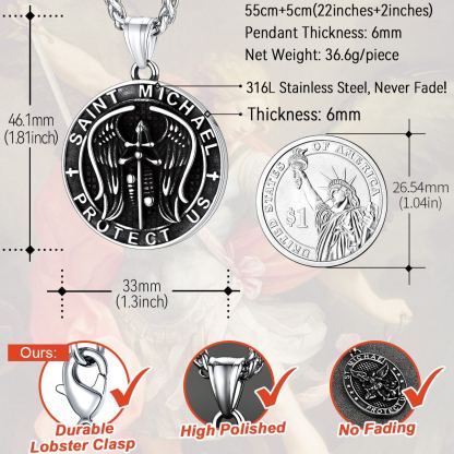Angel Wing Stainless Steel Pendant Necklace for Men